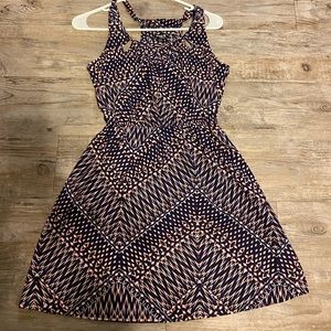 Orange and blue t back dress